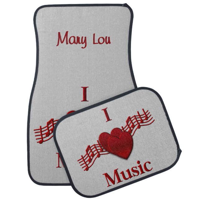 I Heart Music Custom Name Floor Mats (Set)