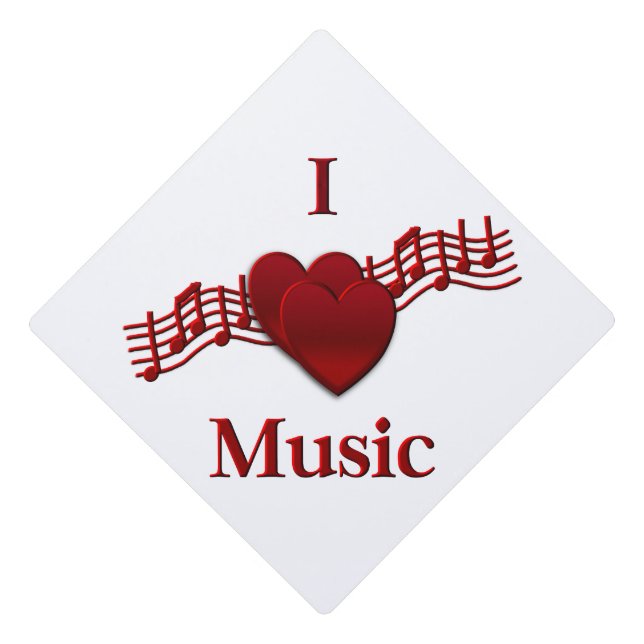 I Heart Music Graduation Cap Topper (Front)