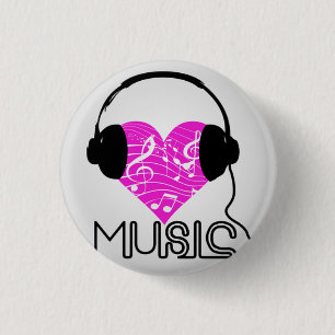 I Heart Music Round Button