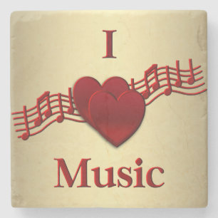 I Heart Music Stone Coaster