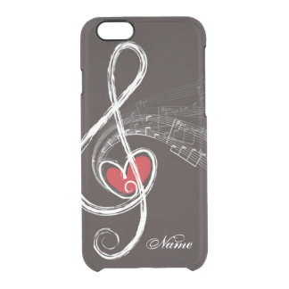 I HEART MUSIC Treble Clef Black Personalized Clear iPhone 6/6S Case