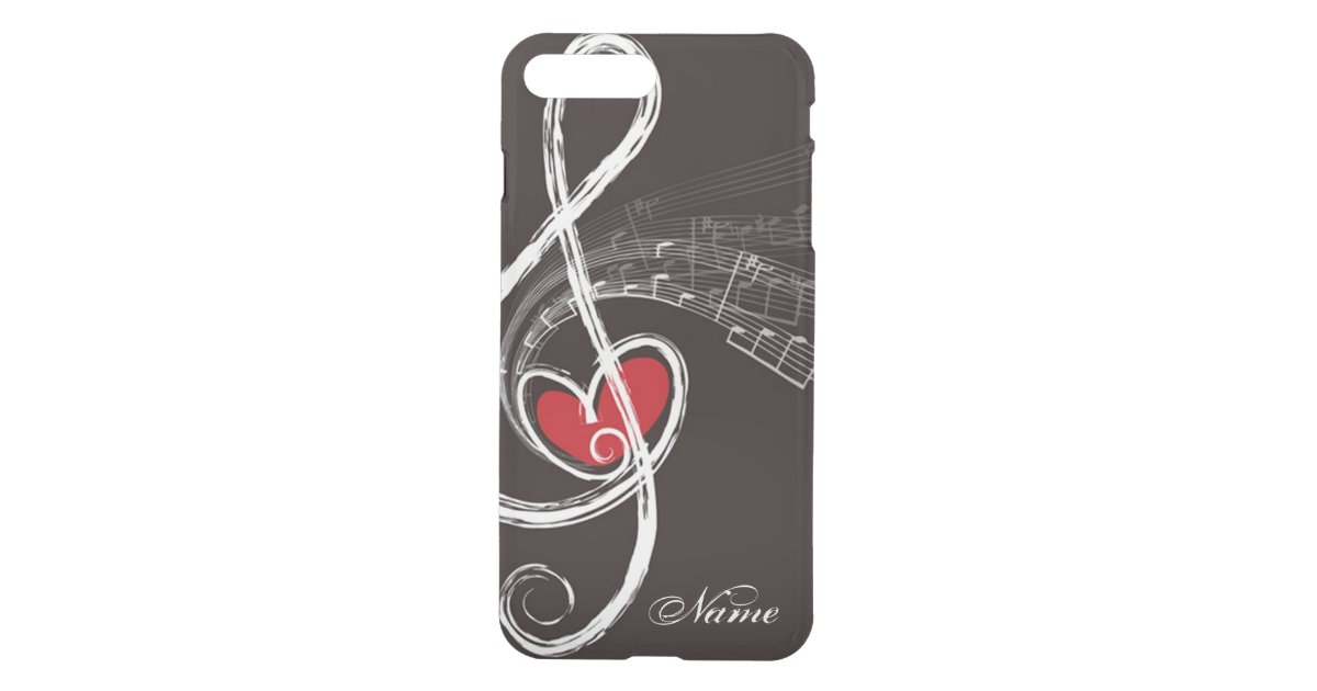 I Heart Music Treble Clef Black Personalized Uncommon Iphone Case Zazzle Com