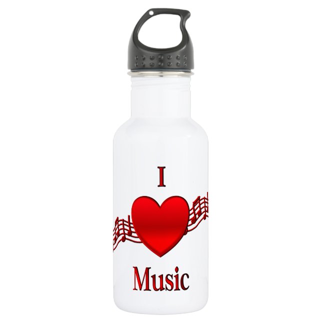 I Heart Music Water Bottle (Front)