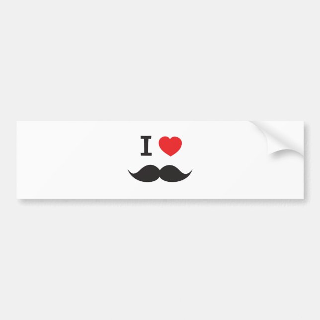 I Heart Mustache Bumper Sticker (Front)