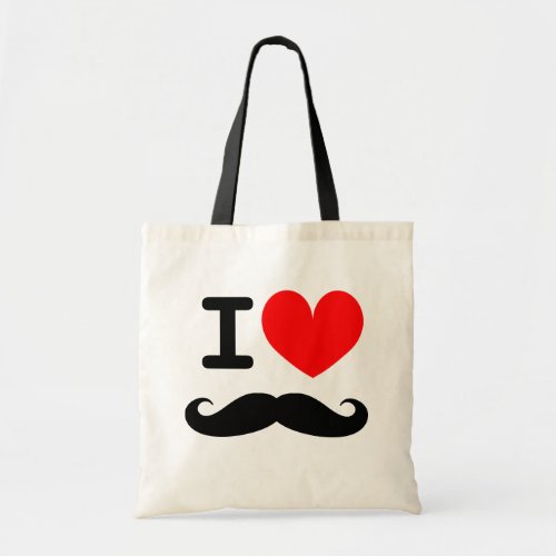 I heart mustache tote bag