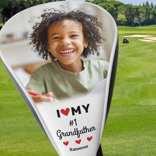 I Heart My 1 Grandfather Photo Name Grandchild Golf Head Cover