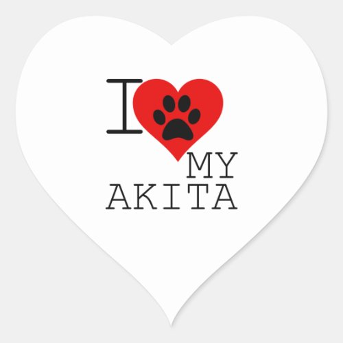 I heart my Akita Heart Sticker