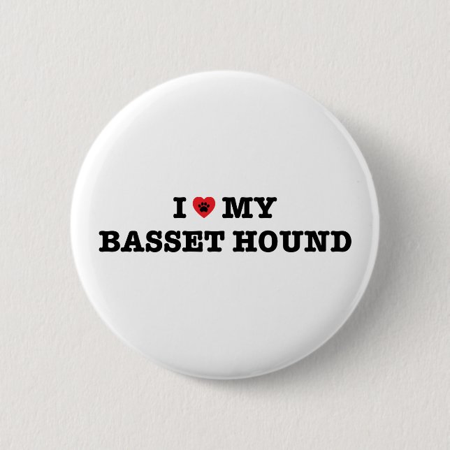 I Heart My Basset Hound Button (Front)