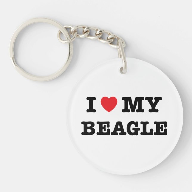 I Heart My Beagle Acrylic Keychain (Front)