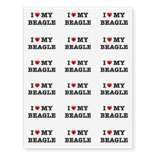 I Heart My Beagle Temporary Tattoos