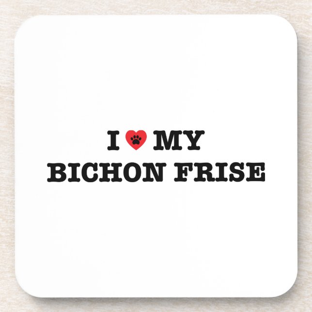 I Heart My Bichon Frise Beverage Coaster (Front)