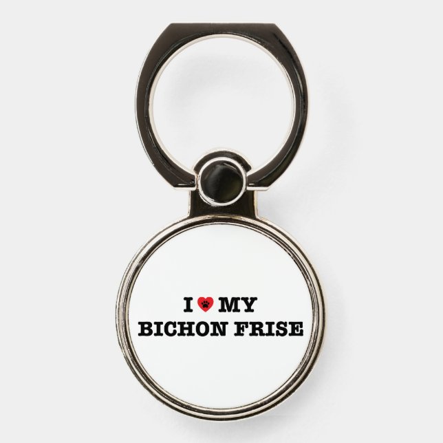 I Heart My Bichon Frise Phone Ring Stand (Front)