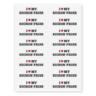 I Heart My Bichon Frise Temporary Tattoos