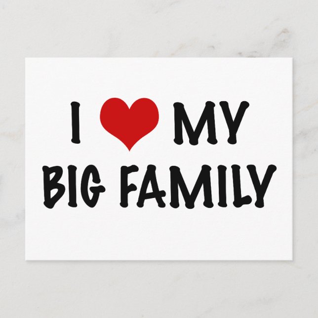 I Heart My Big Family Postcard (Front)