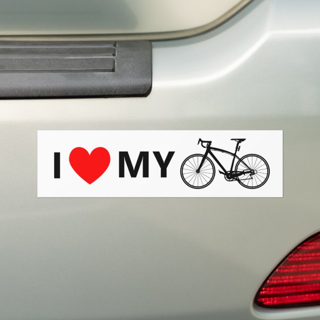         I Heart My Bike Cool Fun Cute Bicycle Love Bumper Sticker (On Car)
