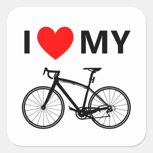         I Heart My Bike Cool Fun Cute Bicycle Love Square Sticker