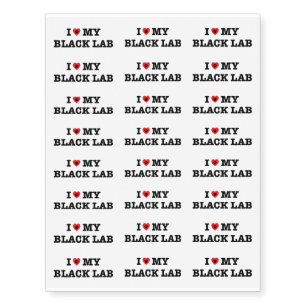 I Heart My Black Lab Temporary Tattoos
