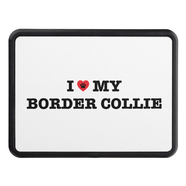 I Heart My Border Collie Trailer Hitch Cover (Front)