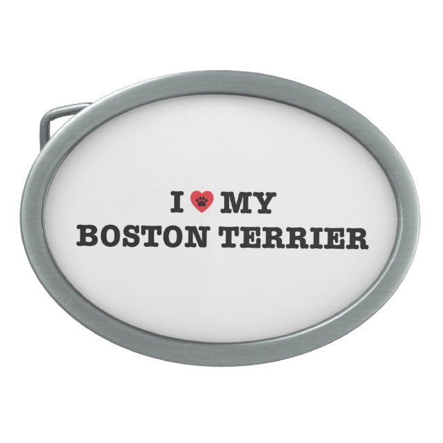 I Heart My Boston Terrier Belt Buckle (Front)