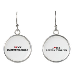 I Heart My Boston Terrier Drop Earrings