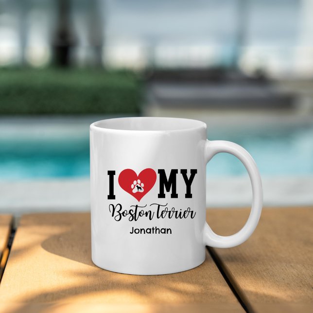 I Heart My Boston Terrier Personalized Coffee Mug (Creator Uploaded)