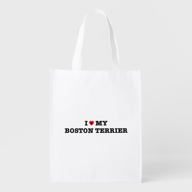 I Heart My Boston Terrier Reusable Bag (Front)