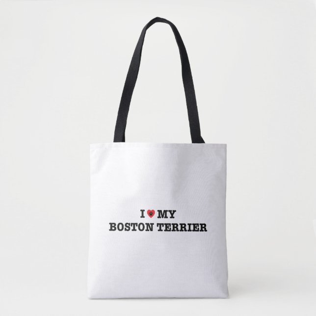 I Heart My Boston Terrier Tote Bag (Front)