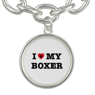 I Heart My Boxer Charm Bracelet