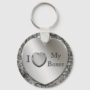 I Heart My Boxer Heart Keychain