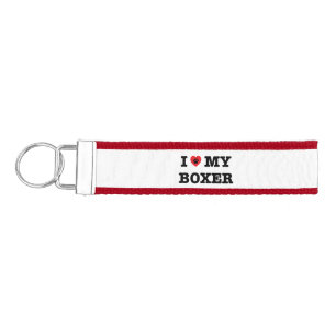 I Heart My Boxer Wristlet Keychain