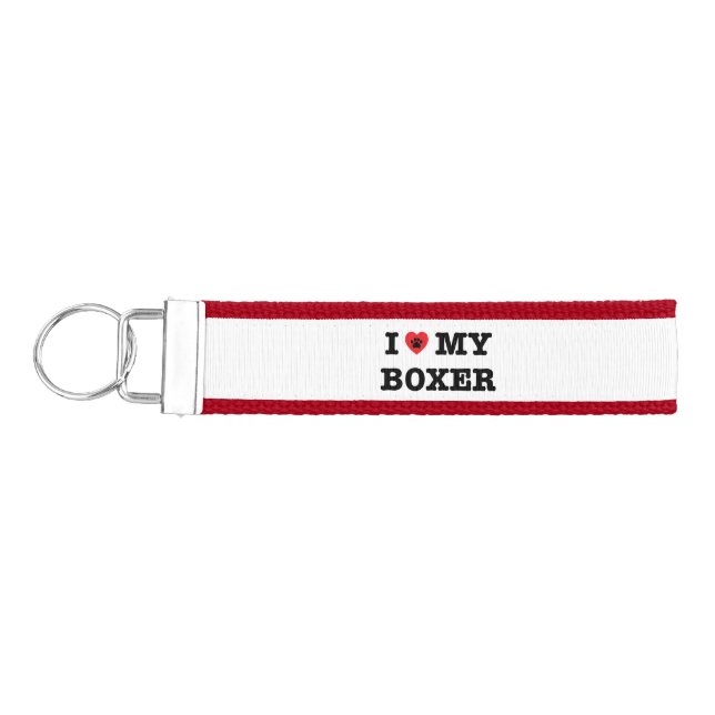 I Heart My Boxer Wristlet Keychain (Keys on Left)