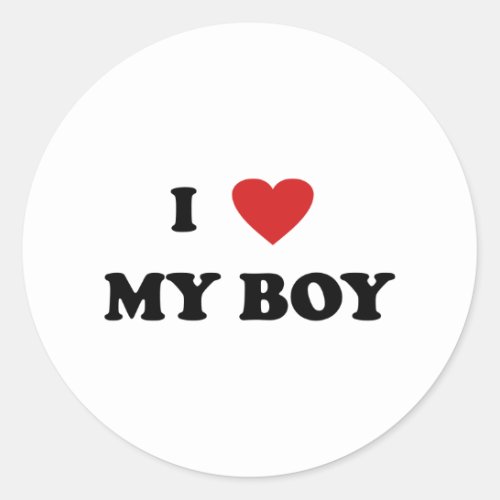 I heart MY BOY Classic Round Sticker
