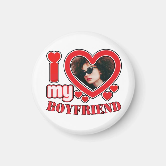 I Heart My Boyfriend Custom Photo Magnet (Front)