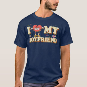 I Heart My Boyfriend Love Valentine Groovy Couple T-Shirt