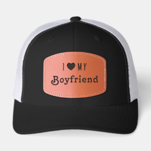 I Heart My Boyfriend Retro Love & Romance Leather Patch Hat