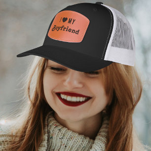 I Heart My Boyfriend Retro Love & Romance Leather Patch Hat