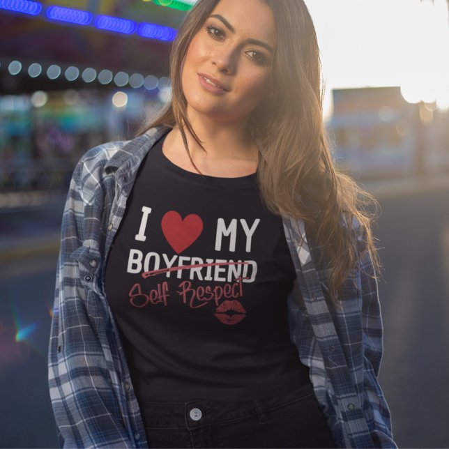 I Heart My Boyfriend Self Respect Breakup dark  T-Shirt (Creator Uploaded)
