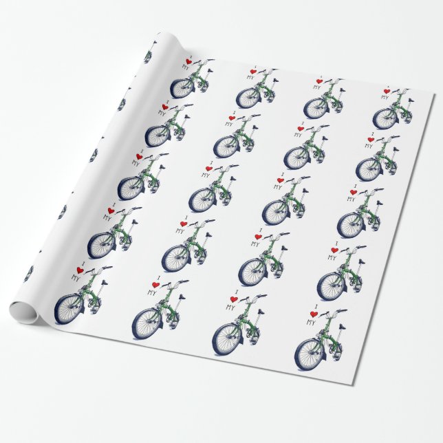 I heart my Brompton (green) Wrapping Paper (Unrolled)