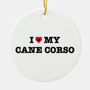 I Heart My Cane Corso Ceramic Ornament