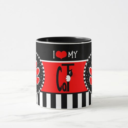 I Heart My Cat Whimsical Mug