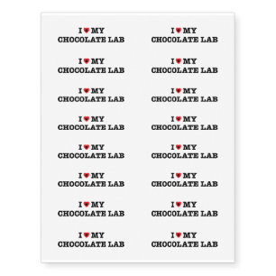 I Heart My Chocolate Lab Temporary Tattoos