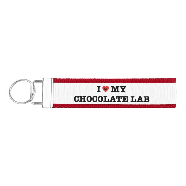 I Heart My Chocolate Lab Wrist Keychain (Keys on Left)