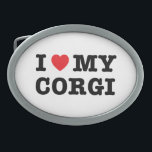 I Heart My Corgi Belt Buckle<br><div class="desc">corgi,  dog,  pet,  lover,  love,  heart,  my,  mom,  dad,  owner,  breed,  furry baby</div>