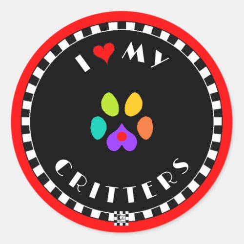 I Heart My Critters Classic Round Sticker