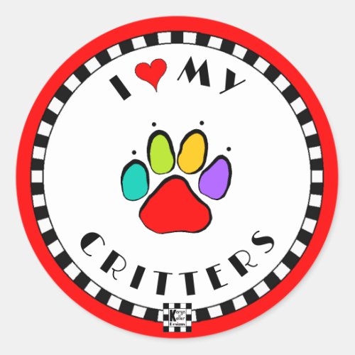 I Heart My Critters Classic Round Sticker