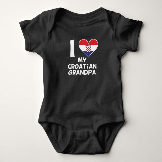 I Heart My Croatian Grandpa Baby Bodysuit (Front)