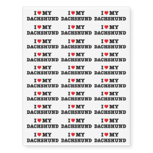 I Heart My Dachshund Temporary Tattoos