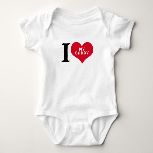 I Heart My Daddy Red Heart Cute Baby Bodysuit (Front)