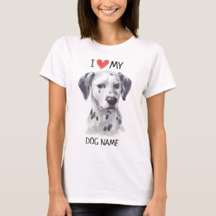 I Heart My Dalmatian Dog Pet Watercolor T-Shirt