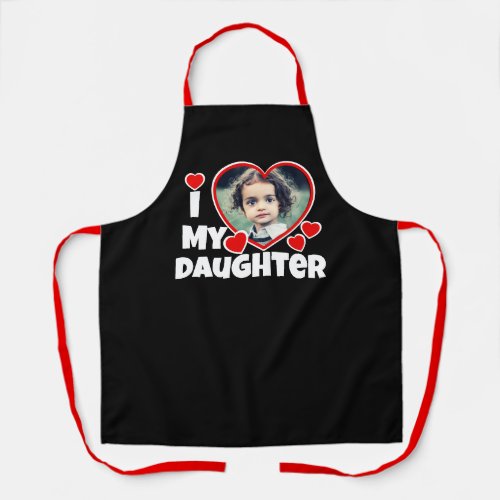 I Heart My Daughter Personalized Photo Black Apron